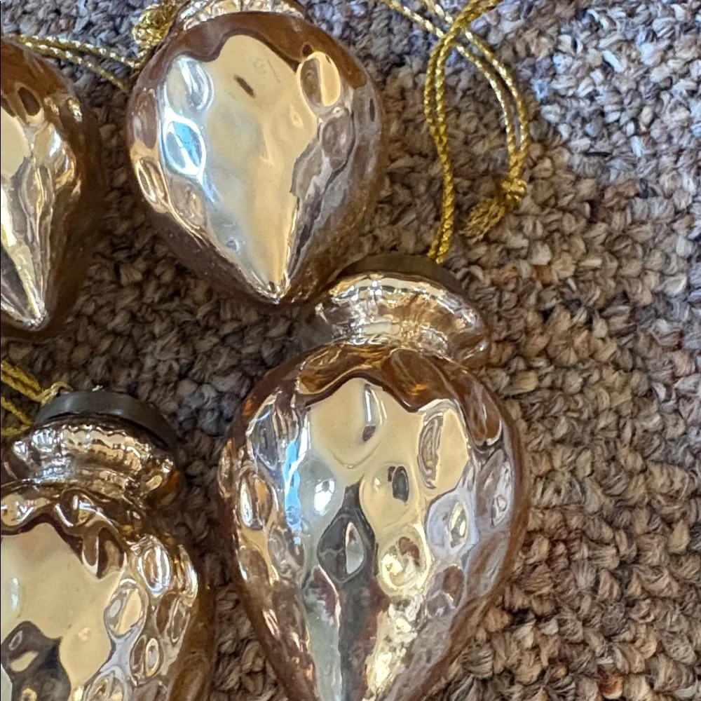 8 Restoration Hardware Gold Mercury Glass Ball Spindle Ornaments